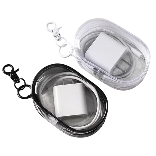AABDTYYD 2 Stück Kabel Organizer Tasche,Kabel Organizer Reise,Mini Tasche,Tasche für Ladekabel,Transparente Tragbare Aufbewahrungsbox für Kopfhörer,Zum Ordnen von Datenkabeln,Ladegeräten,Ohrhörern von AABDTYYD
