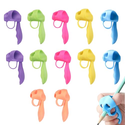 AABDTYYD 12 Stück Schreibhilfe für Stift Kinder, Stiftehalter kinder,Schreibhilfe, Ergonomische Bleistift Griffe Silikon, Schreiben Haltungskorrektur Werkzeug für Bleistifte (6 Farben) von AABDTYYD