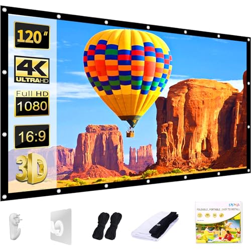 AAJK Projektor-Leinwand, 304,8 cm, waschbar, 16:9, faltbar, knitterfrei, tragbar, Filmleinwand für Heimkino, Außen- und Innenbereich, doppelseitig, Projektion AAJK Projektor-Leinwand, 304,8 cm, waschbar, 16:9, faltbar, knitterfrei, tragbar, Filmleinwand für Heimkino, Außen- und Innenbereich, doppelseitig, Projektion von AAJK