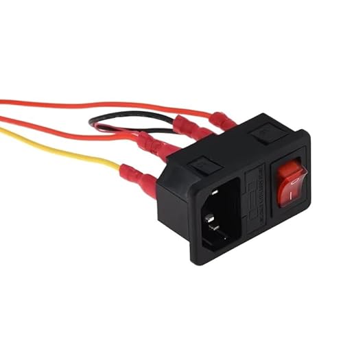 3D-Druckerkomponenten 6A 220V 110V Netzschalter Steckdose mit rotem Wippschalter for 3D-Drucker(Square with cable) von AANAN