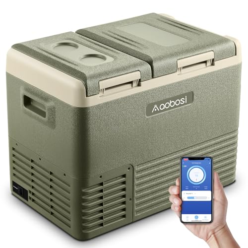 AAOBOSI Kompressor Kühlbox 33L, Kühlbox elektrischer -20 °C bis 20 °C, Kühlbox Kompressor Dual-Zonen-App-Steuerung, Kühlbox Auto 12/24 V DC und 100–240 V AC für Camping. von AAOBOSI