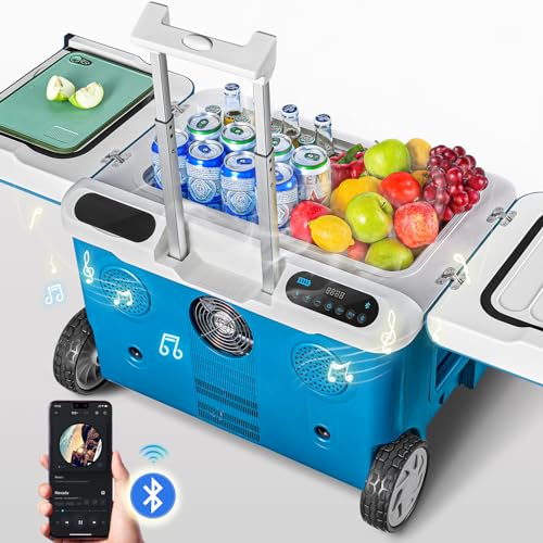 AAOBOSI Tragbarer Kühlschrank, 38 l, für Getränke und Lebensmittel, -20 °C - 20 °C, 12/24 V, tragbarer Doppelzonen-Kühlschrank mit WiFi und LED-Touch-Steuerung, geeignet für Reisen und Partys usw. von AAOBOSI