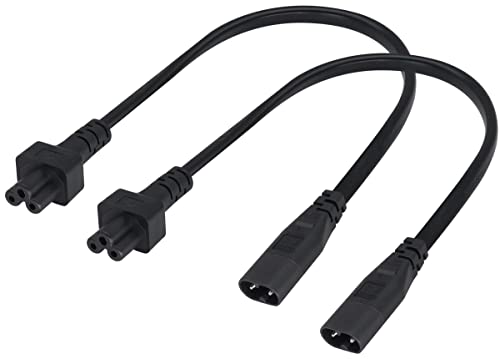 AAOTOKK(2Stücke)IEC 320 C8 auf C5 AC Adapterkabel,7.5A 125V Abbildung 8 Männlich auf Mickey Mouse 3 Polige Weibliche AC Wandlerkabel,verwendet für TV,PC,monitor,Projektor,Drucker(33cm/1Fuß)(C5 zu C8) von AAOTOKK