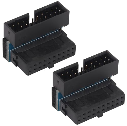 AAOTOKK 2-Stücke 90 Grad 20 Pin USB 3.0 Adapter Aufwärts Rechtwinklig 3.0 USB 20 Pin Männliche Weibliche Erweiterungs-Power Adapter Board,Verwendet für Motherboard.(Oben/Black-20Pin) von AAOTOKK