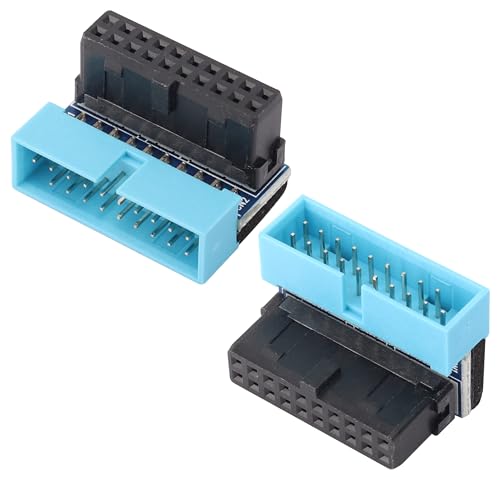 AAOTOKK 2-Stücke Rechtwinklige 19Pin Verbinder,90 Grad 19Pin/20Pin USB 3.0 Männlich und Weiblich Expansion Netzteil Board,Verwendet für Desktop Motherboard internen Adapter (Nach Unten/Blue-20Pin) von AAOTOKK