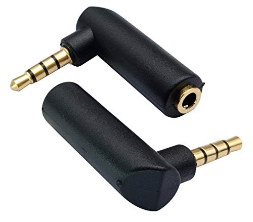AAOTOKK 3,5 mm Kopfhörer Audiokonverter 90 Grad Rechtwinklig 4 Polig 3,5 mm (1/8 Zoll) Männlich auf Weiblich TTRS Audio Stereo Anschluss Verlängerungsadapter (2 Stücke/4 polig) von AAOTOKK