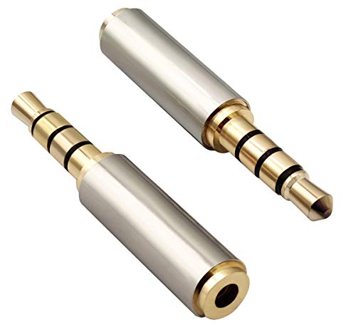 AAOTOKK 3,5 mm Kopfhöreradapter 4 Poliger 3,5 mm Männlich auf 2,5 mm Weiblich Stereo Audiokonverter Metallgehäuse für Headset, Audio Kopfhörer, Mikrofon (2 Stücke-2.5 to 3.5mm F/M) von AAOTOKK