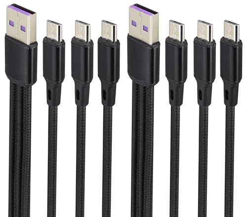 AAOTOKK 4 Fuß 3 in 1 USB2.0 zu 3Micro Männlich Nylon Geflochtenes Kabel,2A Schnellladung,Kompatibel mit Sound/Android Telefonen und Micro USB Interface Geräten(2Stücke/Schwarz) von AAOTOKK