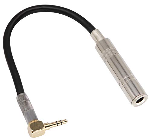 AAOTOKK 90 Grad 1/8 bis 1/4 Stereo-Adapterkabel, TRS 90 Grad 3,5 mm Männlicher bis 6,35 mm Weiblicher Stereo Audioadapter für Verstärker, Gitarre, Heimkino Geräte, Laptop usw. (9 Zoll / 24 cm) von AAOTOKK