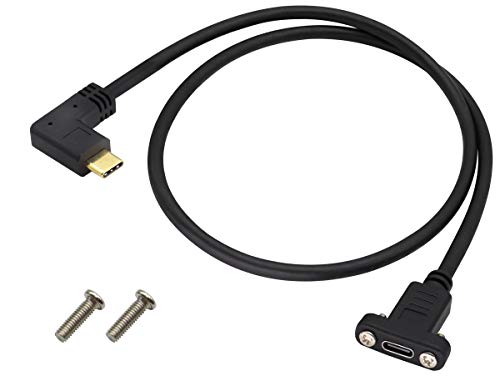 AAOTOKK 90 Grad Kabel 10Gbit/s linke rechte Ecke USB 3.1 Typ C Männlich auf Weiblich,Panel Montagekabel,Unterstützt Lade,Daten,Audio und Videokabel,Kompatibel mit Samsung,MacBook(0,6M/2Fuß) von AAOTOKK