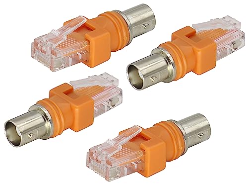 AAOTOKK BNC Weiblich an RJ45 Männlich,RF Koaxialstecker 50 Ohm Kuppler Überwachung Computer Peripherie Ausrüstung (Nicht für Videosignal Übertragung Verwendet)(4-Stücke/BNC zu RJ45) von AAOTOKK