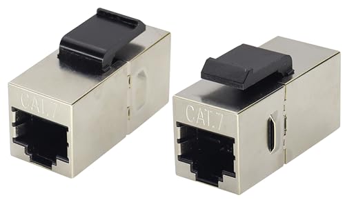 AAOTOKK CAT7 RJ45 Weiblich auf Weiblich Keystone Hochgeschwindigkeits Ethernet Kopplerverbindung,Passend für Standard Wandpanels und Patchpanels und UDP Inline RJ45 Koppler(2-Stücke/Cat7) von AAOTOKK