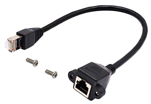 AAOTOKK Cat 6 Ethernet Netzwerkkabel RJ45 Männlich zu Weiblich Abgeschirmtes Ethernet Netzwerkanschluss Schraubpaneel Verlängerungskabel für Router, Modem(0.3 M/1ft) von AAOTOKK