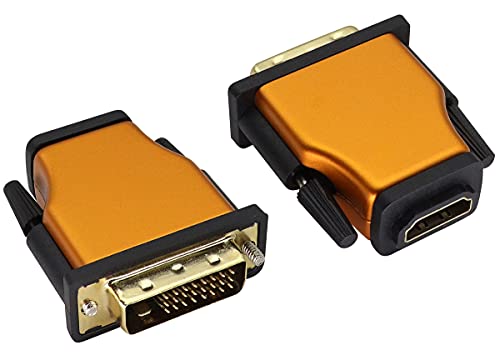 AAOTOKK DVI zu HDMI Konverter Aluminium Legierung Gehäuse Bidirektionale DVI-D(24+1) Männlich zu HDMI Weiblich Adapter Unterstützt 1080P,Computer,Desktop,Laptop,Monitor,Projektor(2Stücke/Orange) von AAOTOKK