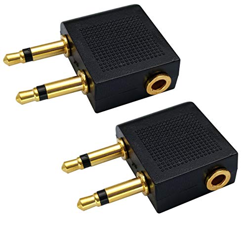 AAOTOKK Dual 3,5 mm (1/8 ") Männlich auf 3,5 mm Weiblich AUX Audio Jack Adapter Konverter für die Adapter Verwendung von Kopfhörern im Flugzeugflug konvertiert Flugzeug Audio Buchsen (2 Stücke) von AAOTOKK