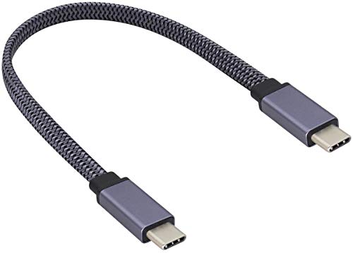 AAOTOKK Geflochtenes USB 3.1 Typ C Kabel flach kurz Männlich auf Männlich 4K@60Hz Gen 2 Verlängerungskabel Unterstützt Lade,Daten, Audio,Videokabel für Laptop & Tablet & Handy(0.3Meter/1Ft,M/M) von AAOTOKK