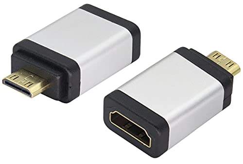 AAOTOKK HDMI zu Mini HDMI Adapter Aluminiumlegierung Gehäuse Mini HDMI Männlich zuHDMI Weiblich Kabel Stecker 4K 60Hz kompatibel Kamera,Spiegelreflexkamera,Tablet,Videokarte(2-Stücke) (Silber) von AAOTOKK