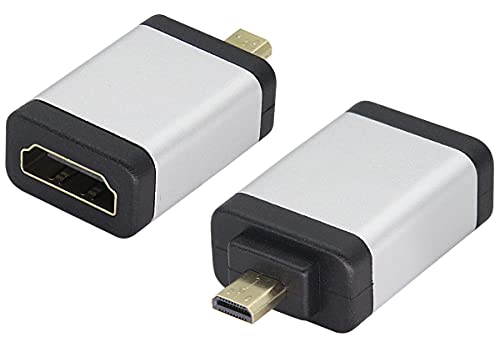 AAOTOKK Micro HDMI Aluminiumlegierung Gehäusekoppler,Passend für Micro HDMI Port Erweiterungsgeräte,HDMI Weiblich zu Micro HDMI Männlich Adapter,Kompatibel GoPro Hero,Sportkamera(2Stücke/Silber) von AAOTOKK