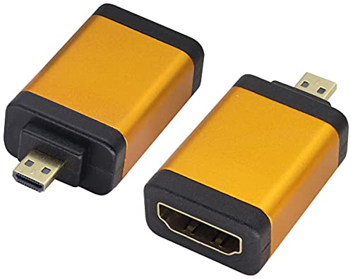 AAOTOKK Micro HDMI zu HDMI Adapter(D-Typ) Micro HDMI Männlich zu HDMI Weiblich Koppler,Passend für 4K 60Hz Micro HDMI Port Stecker Geräte,Kompatibel GoPro Hero.(2-Stücke) (Orange) von AAOTOKK