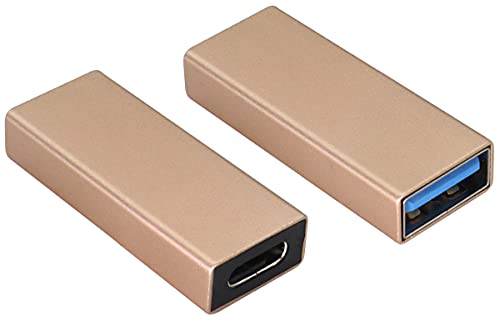 AAOTOKK USB C Weibliche zu USB 3.0 A Weibliche Konverter,Passend für USB Port PC,Powerbank,Ladegerät,Type C Port USB Laufwerk,Telefon,Datenkabel,etc(Champagner Gold/2-Stücke) von AAOTOKK