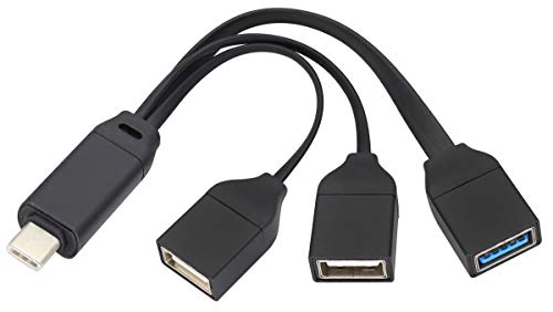 AAOTOKK USB Typ C 3.0 Männlich zu 2 Ports USB 2.0+USB 3.0 Weiblich OTG Splitterkabel, Unterwegs (OTG) für Smartphones,Laptops,Maustastaturen,Weitere USB&Typ C Geräte(21cm/8 Zoll) von AAOTOKK