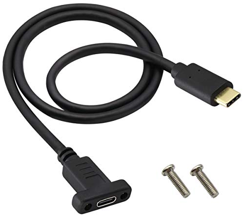 AAOTOKK USB Type C 3.1 Adapter kabel USB C 3.1 10Gbps Männlich auf USB C Weiblich Schraubkabel zur Panelmontage zum Laden,Daten,Audio,Videokabel für Laptop,Tablet,Telefon(0.6M/2Fuß) von AAOTOKK