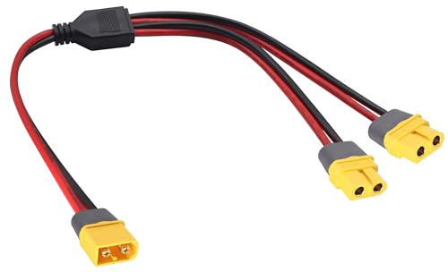 AAOTOKK XT60 Männlich auf Weiblich Y-Splitter 12V 14AWG Kabel Doppelte Verlängerung Verlängerung Linie,Passend für Sonnenkollektoren,Drohnen,Wohnmobile,Schiffe,etc.(37cm/1M bis 2F) von AAOTOKK