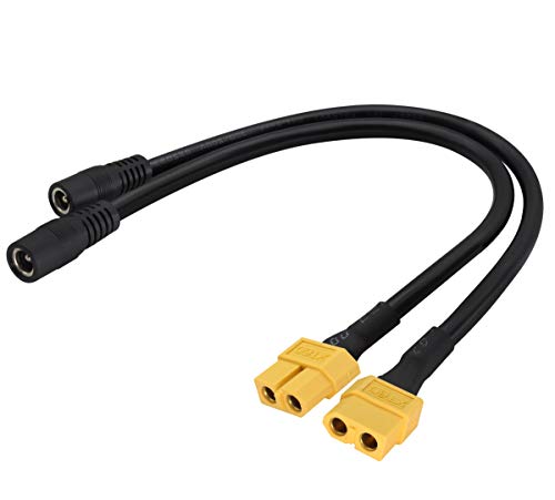 AAOTOKK XT60 auf DC Adapterkabel XT60 Kugelkopf Stecker auf DC 5.5X2.5mm Weiblich Adapterkabel,Passend für TS100 Lötkolben,FPV Display Strom und Drohnen Netzkabel.(2-Stücke/30cm) von AAOTOKK