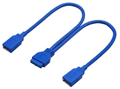 AAOTOKK Y Splitter Kabel Dual Port USB 3.0 Weibliches bis 20 Polige Motherboard Header Kabel für USB Anschlüsse Direkt zum Computer Motherboard Abwärtskompatibel Mit USB 2.0(30cm-USB F) von AAOTOKK