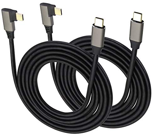 AOTOKK Links Abgewinkelt Typ C USB 3.1 Adapter Kabel 5Gbit/s 90 Grad 3.1 USB Typ C Stecker Kabel Vollfunktion Unterstützt Lade,Daten,Audio,Videokabel für Laptop&Tablet&Handy (1,5M/2Stücke) von AAOTOKK