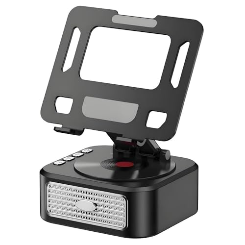 AARONMEI 3-in-1 360° drehbare Tablet-Halterung mit kabellosem Bluetooth-Lautsprecher, verstellbarer Anti-Rutsch-Ständer für iPad Pro & iPhone 16/15 Pro Max (schwarz) von AARONMEI