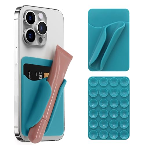 AARONMEI Saugnapf Typ Silikon Lippenstift Lip Glaze Handyhülle Handyhalter Soft Shell Schutzhülle Phone Protective Cover (Blau) von AARONMEI