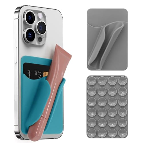 AARONMEI Saugnapf Typ Silikon Lippenstift Lip Glaze Handyhülle Handyhalter Soft Shell Schutzhülle Phone Protective Cover (Grau) von AARONMEI