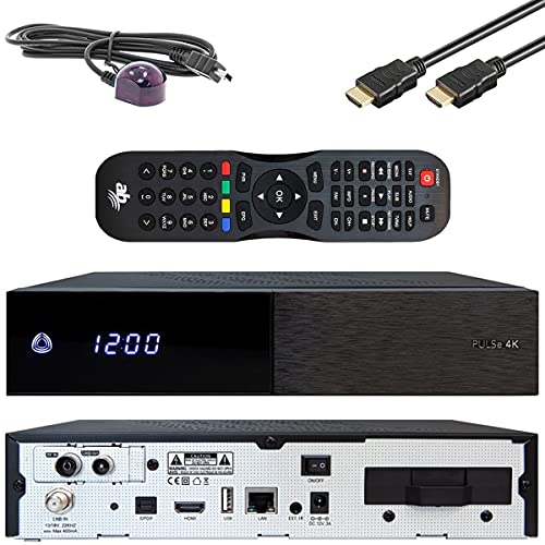 AB Pulse 4K UHD Combo Receiver (1x DVB-S2X Sat, 1x DVB-C/T2 Kabel, Linux E2, PVR, H.265, HDR10, USB 2.0, HDMI, CI, CA-Kartenleser, MicroSD-Slot, LAN, schwarz) von AB Cryptobox