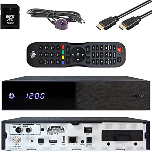 AB Pulse 4K UHD Combo Receiver (1x DVB-S2X Sat, 1x DVB-C/T2 Kabel, Linux E2, PVR, H.265, HDR10, USB 2.0, HDMI, CI, CA-Kartenleser, MicroSD-Slot, LAN, schwarz, 128GB MicroSD) von AB Cryptobox