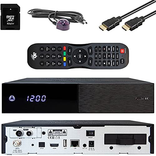 AB Pulse 4K UHD Combo Receiver (1x DVB-S2X Sat, 1x DVB-C/T2 Kabel, Linux E2, PVR, H.265, HDR10, USB 2.0, HDMI, CI, CA-Kartenleser, MicroSD-Slot, LAN, schwarz, 64GB MicroSD) von AB Cryptobox
