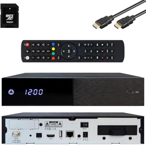 AB Pulse 4K UHD Sat Receiver (1x DVB-S2X Sat, Linux E2, PVR, H.265, HDR10, Ultra HD 2160p, 2 GB RAM & 8 GB Flash, USB 2.0, HDMI, CI, CA-Kartenleser, MicroSD-Slot, LAN, schwarz, 128GB MicroSD-Karte) von AB Cryptobox