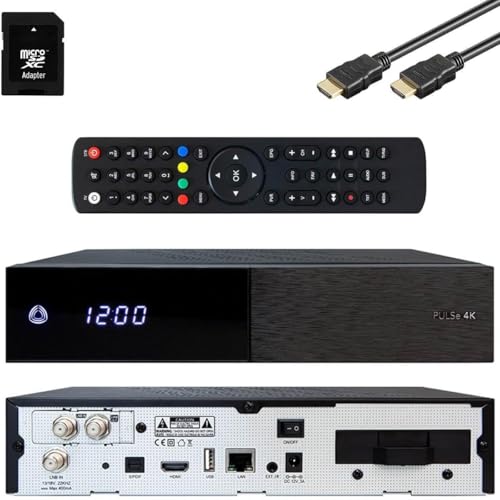 AB Pulse 4K UHD Sat Receiver (2X DVB-S2X Sat, Linux E2, PVR, H.265, HDR10, Ultra HD 2160p, 2 GB RAM & 8 GB Flash, USB 2.0, HDMI, CI, CA-Kartenleser, MicroSD-Slot, LAN, schwarz, 128GB MicroSD-Karte) von AB Cryptobox