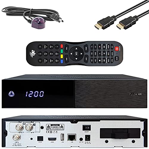 AB Pulse 4K UHD Sat Receiver (2X DVB-S2X Sat, Linux E2, PVR, H.265, HDR10, Ultra HD 2160p, 2 GB RAM & 8 GB Flash, USB 2.0, HDMI, CI, CA-Kartenleser, MicroSD-Slot, LAN, schwarz, 4TB) von AB Cryptobox