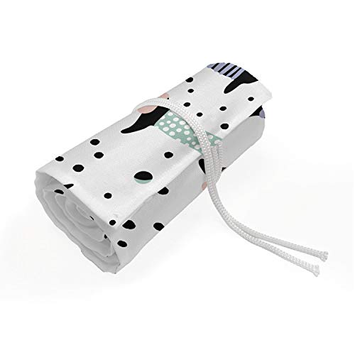 ABAKUHAUS Hund Mäppchen Rollenhalter, Dackel-Silhouetten Dots, langlebig und tragbar Segeltuch Stiftablage Organizer, 36 Schlaufen, Mehrfarbig von ABAKUHAUS