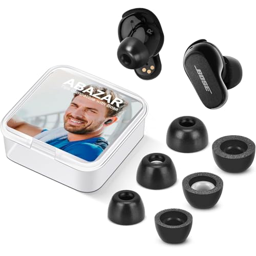 ABAZAR Ohrstöpsel aus Memory-Schaum für Bose QuietComfort Ohrhörer II & Ultra, 3 Paar (S/M/L), Rot und Schwarz von ABAZAR
