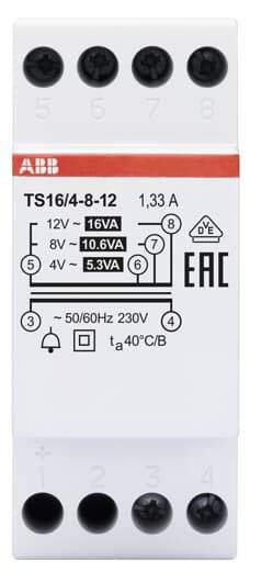 ABB Klingeltransformator TS16/4-8-12 16VA 4-8-12VAC 2CSM228625R0812 ABB Klingeltransformator TS16/4-8-12 16VA 4-8-12VAC 2CSM228625R0812 von ABB Stotz-Kontakt / Striebel