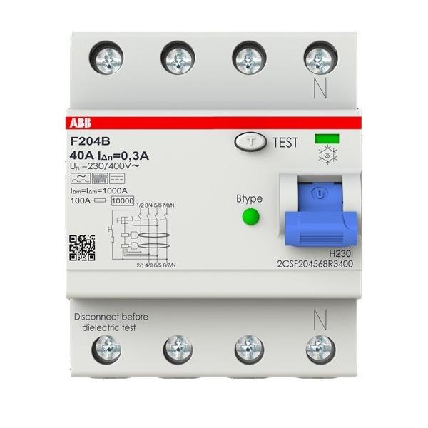 ABB Stotz S&J FI-Schutzschalter TypB 4P F204B-40/0,3-4TE 2CSF204568R3400 von ABB Stotz S&J