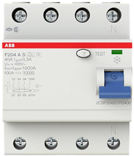 ABB 2CSF204201R3400 F204A S-40/0,3 FI-Schutzschalter A 4polig 40A 0.3A 400V ABB 2CSF204201R3400 F204A S-40/0,3 FI-Schutzschalter A 4polig 40A 0.3A 400V von ABB