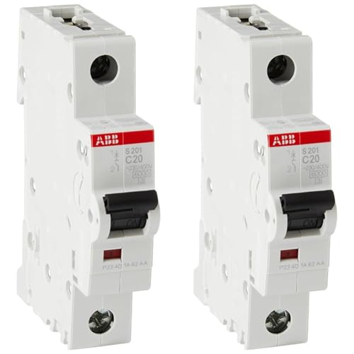 ABB S200 Leitungsschutzschalter Typ C, 1-polig 20A System Pro M Compact DIN-Schienen-Montage (Packung mit 2) von ABB