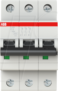 ABB S203-C2 - Leitungsschutzschalter, Char. C, 2 A, 3 polig von ABB