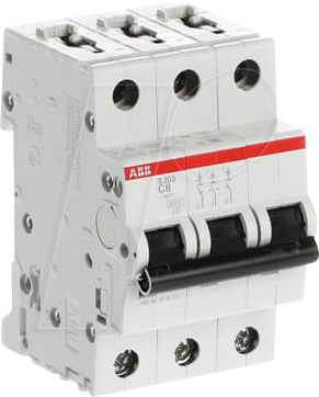 ABB S203-C8 - Leitungsschutzschalter, Char. C, 8 A, 3 polig von ABB