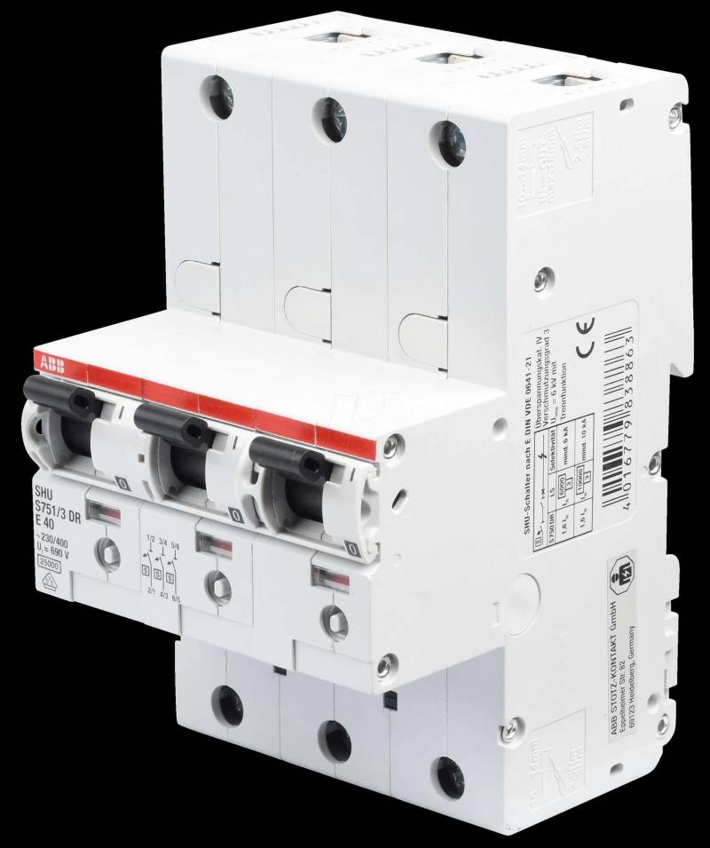 ABB S751/3DR-E40 - Hauptsicherungsautomat, selektiv, 40 A, 3 x 1 polig (S751/3DR-E40) von ABB