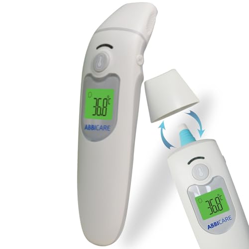 Fieberthermometer Stirn & Ohr ABBICARE™ mit Tasche | Exklusiver Babymodus, präzise & kontaktlos in 1 Sekunde | Multifunktionales Profi-Infrarot-Thermometer für Erwachsene von ABBI Essentiels