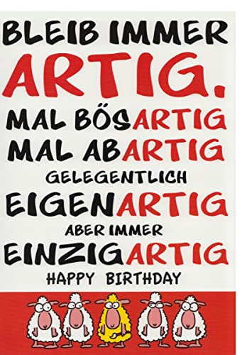 ABC Kunst- und Glückwunschkarten A4 XXL Geburtstagskarte mit Spruch: Bleib immer artig von ABC Kunst- und Glückwunschkarten